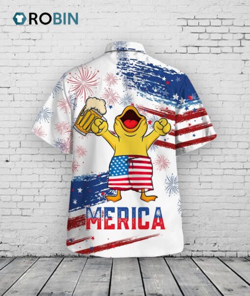 Duck Drink Beer Hawaiian Shirt Cute Duck Merica Hawaiian Shirt Men Women