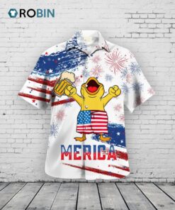 Duck Drink Beer Hawaiian Shirt Cute Duck Merica Hawaiian Shirt Men Women