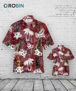 Dutch Shepherd Hawaiian Shirt, Hawaii Shirt Red Tribal For Dog Lovers