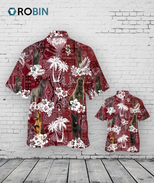 Dutch Shepherd Hawaiian Shirt, Hawaii Shirt Red Tribal For Dog Lovers