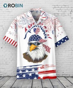 Eagle American Hawaiian Shirt, Independence’s Day Eagle Hawaiian Shirt In Us Flag Pattern, Eagle Hawaii Shirt