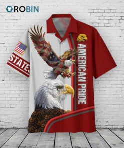 Eagle American Pride Unisex Hawaiian Shirt In 4th Of July, Short Sleeve Patriotic Hawaii Shirt