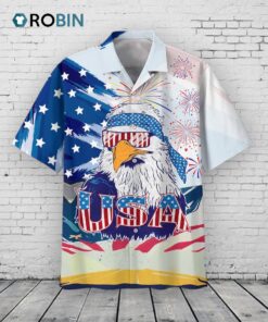 Eagle Usa Independence Day 3D Hawaiian Shirt To My Husband, Patriotic Hawaii Shirt For My Dad 4th Of Jul Hawaii Shirt