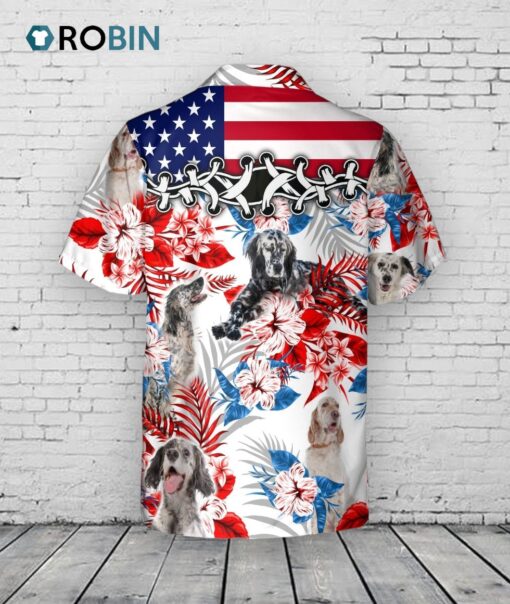 English Setter Hawaiian Shirt, Dog And Flower Hawaii Shirts For Adults, Hawaiian Shirt Gift For Him Her