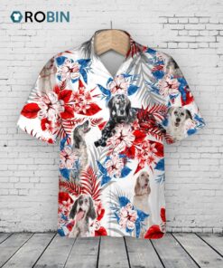 English Setter Hawaiian Shirt, Dog And Flower Hawaii Shirts For Adults, Hawaiian Shirt Gift For Him Her