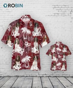 English Springer Spaniel Hawaiian Shirt, Dog Hawaiian Shirt Red Tribal Pattern