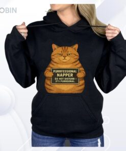 Fat Tabby Cat Mugshot Purrfessional Napper Shirt