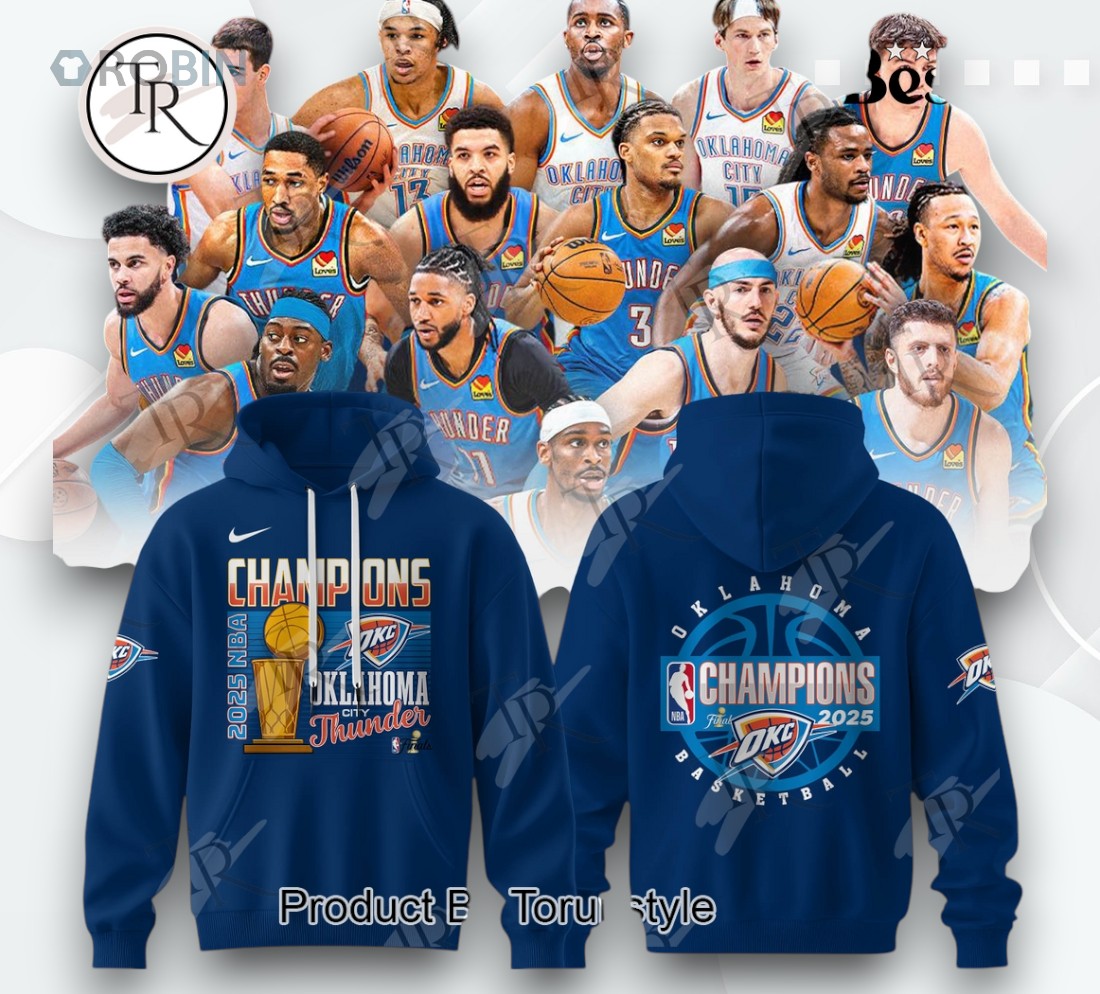 Finals Champions 2025 Oklahoma City Thunder New Special Edition Hoodie   Blue Finals Champions 2025 Oklahoma City Thunder New Special Edition Hoodie   Blue