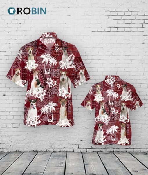 Fox Terrier Hawaiian Shirt, Dog Hawaiian Shirt Red Tribal Pattern