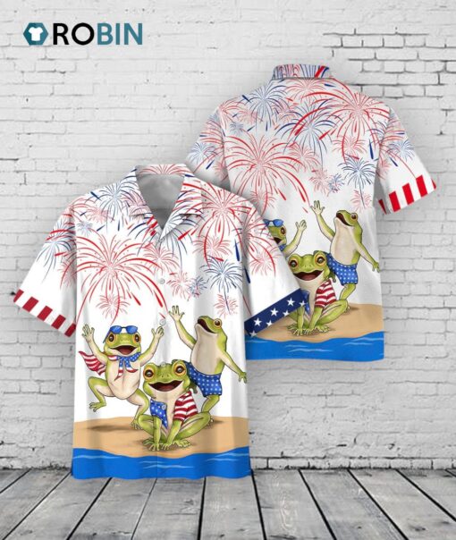 Frogs Hawaiian Shirt Independence Day, Frogs 3D Aloha Beach Shirts, Frogs Hawaii Shirt For 4th Of July