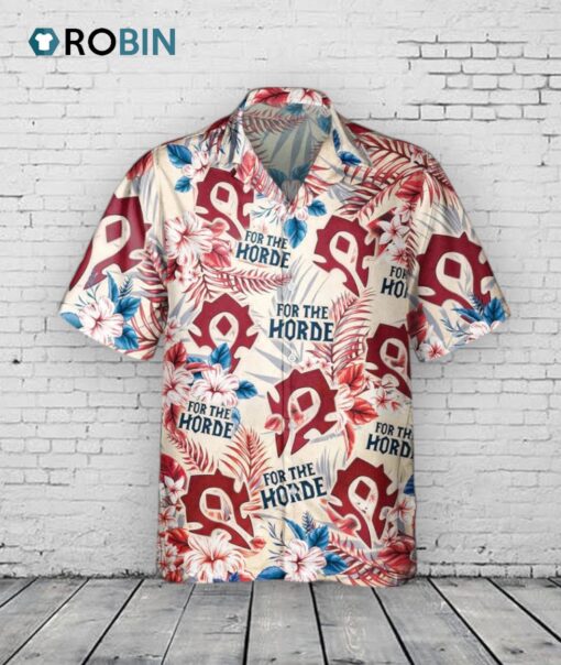 Funny World Of Warcraft Horde American Flag Hawaiian Shirts, Independence Day Hawaii Aloha Beach Shirt
