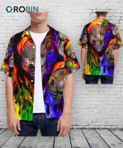 Gay Hawaiian Shirts, Beach Shirt Lgbt Pride Rainbow Flame Skull Hawaii Shirt Gay Hawaiian Shirts, Beach Shirt Lgbt Pride Rainbow Flame Skull Hawaii Shirt