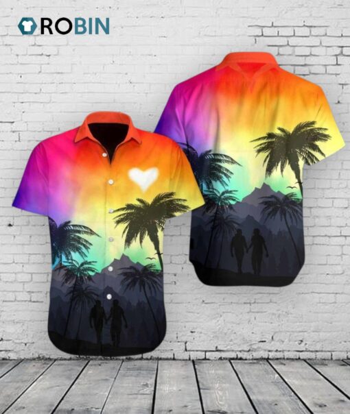 Gay Hawaiian Shirts, Gay Pride Hawaiian Shirt, Lgbt Heart Hawaiian Shirt, Gift For Gaymer