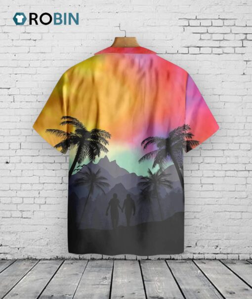 Gay Pride 3D Hawaiian Shirt, Cool LGBT Sunset With Heart Hawaiian Shirt