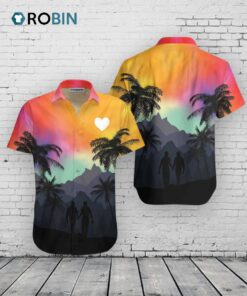 Gay Pride 3D Hawaiian Shirt, Cool LGBT Sunset With Heart Hawaiian Shirt Gay Pride 3D Hawaiian Shirt, Cool LGBT Sunset With Heart Hawaiian Shirt