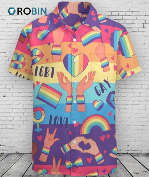 Gay Pride Hawaiian Shirt, Gay Hawaiian Shirt, Gift For Gay Man. Gift For Couple Gaymer