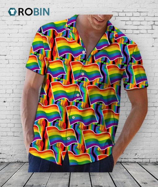 Gay Pride LGBT Hawaiian Shirt, Gift For Couple Gay 3D Shirt