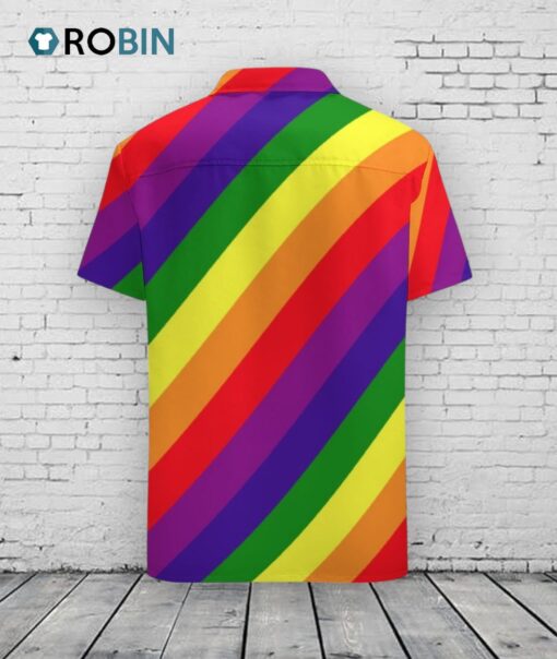 Gay Pride Lgbtq Rainbow Colors Striped Tropical Hawaii Beach Shirts