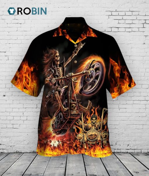 Ghost Rider On Fire Full Printed Hawaii Aloha Beach Shirt, Summer Skull Hawaiian Shirts