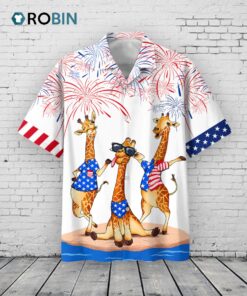 Giraffe Hawaiian Shirt For Independence’s Day, Happy 4th Of July Patriotic Giraffe Hawaii Aloha Beach Shirt Full Print Giraffe Hawaiian Shirt For Independence’s Day, Happy 4th Of July Patriotic Giraffe Hawaii Aloha Beach Shirt Full Print