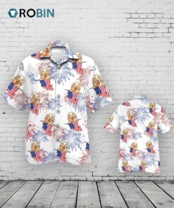 Golden Hawaiian Shirt   Independence Day Golden Hawaii Aloha Shirt, The Fourth Of July Dog Hawaiian Shirt