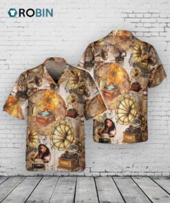 Gramophone Vinyl Records All Over Print Hawaiian Shirt, Music Hawaiian Shirts