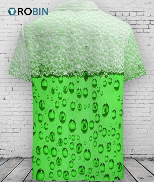 Green Hawaiian Shirt Four Leaf Clover Shirt Patrick’s Day Aloha Shirt