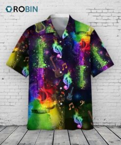 Guitar Color Hawaiian Shirt, Guitarist Man Hawaiian Beach Shirts, Musican Guitar Hawaii Aloha Shirt
