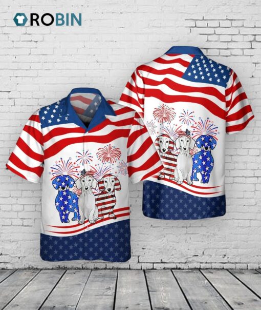Happy 4th Of July Dog Hawaiian Shirt In Usa Flag Background, Cool Dog Independence Day Hawaii Aloha Beach Shirt
