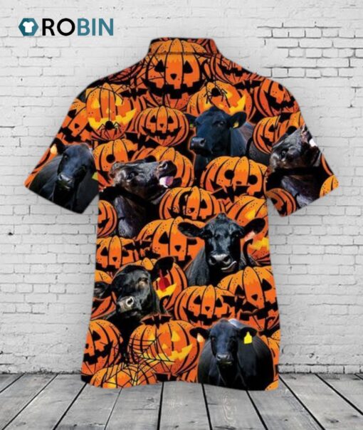 Happy Halloween Black Angus Pumpkin All Over Printed 3D Hawaiian Shirt