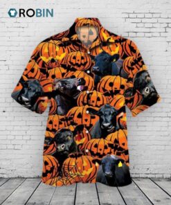 Happy Halloween Black Angus Pumpkin All Over Printed 3D Hawaiian Shirt