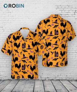 Happy Halloween Chicken Pattern Hawaiian Shirt Men Women