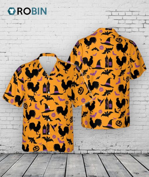 Happy Halloween Chicken Pattern Hawaiian Shirt Men Women
