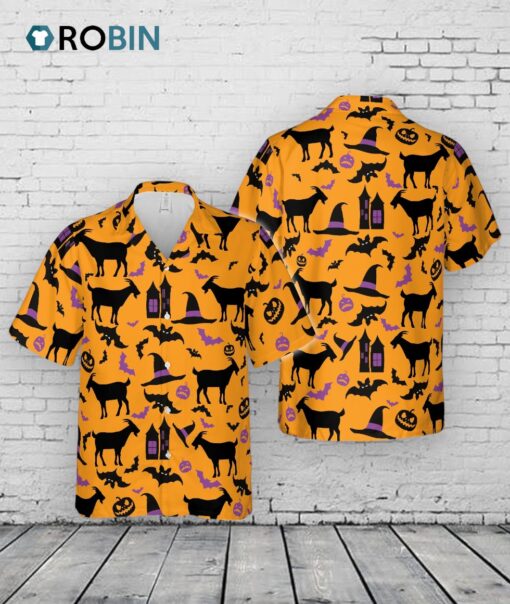 Happy Halloween Goat Pattern Hawaiian Shirt Men Women