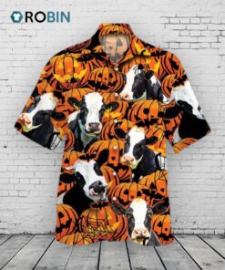 Happy Halloween Holstein Pumpkin Hawaiian Shirt Happy Halloween Holstein Pumpkin Hawaiian Shirt