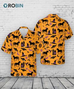Happy Halloween Horse Pattern Hawaiian Shirt Men Women