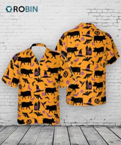 Happy Halloween Pig Pattern Hawaiian Shirt Men Women