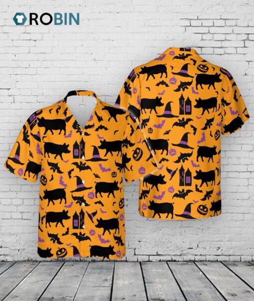 Happy Halloween Pig Pattern Hawaiian Shirt Men Women