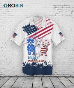 Happy Independence’s Day Dog Unisex Hawaiian Shirt, Dog In Us Flag Hawaii Shirt For Dog Lovers
