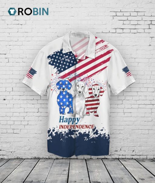 Happy Independence’s Day Dog Unisex Hawaiian Shirt, Dog In Us Flag Hawaii Shirt For Dog Lovers