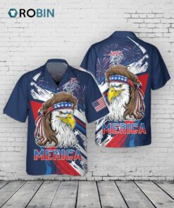 Happy Independence’s Day Usa Eagle 3D Hawaiian Shirts, Fourth Of Jul Aloha Hawaii Beach Shirt Short Sleeve