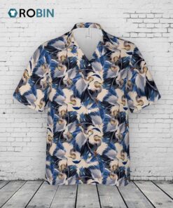 Hawaiian Camp Collar Short Sleeve Button Down Shirt Heron Dance