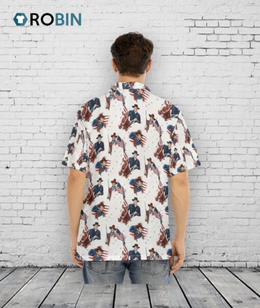 Hawaiian Camp Collar Short Sleeve Button Down Shirt John Wayne American Legend