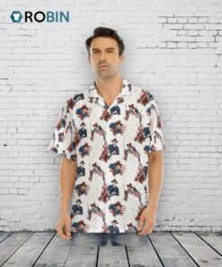 Hawaiian Camp Collar Short Sleeve Button Down Shirt John Wayne American Legend