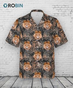 Hawaiian Camp Collar Short Sleeve Button Down Shirt Lion, 3D Full Printed Hawaiian Aloha Shirts
