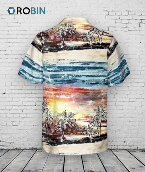 Hawaiian Camp Collar Short Sleeve Button Down Shirt Palms Art, 3D Hawaii Aloha Shirts