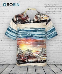 Hawaiian Camp Collar Short Sleeve Button Down Shirt Palms Art, 3D Hawaii Aloha Shirts