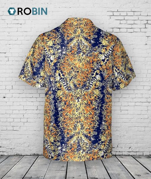 Hawaiian Camp Collar Short Sleeve Button Down Shirt Reptilian Skin