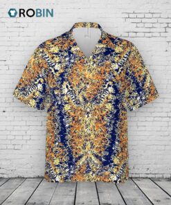 Hawaiian Camp Collar Short Sleeve Button Down Shirt Reptilian Skin