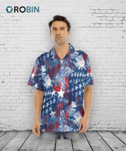 Hawaiian Camp Collar Short Sleeve Button Down Shirt Usa, Hawaiian Shirt For Adults